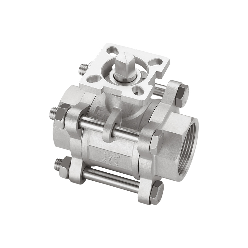 Válvula de bola con plataforma de extremo de tornillo de acero inoxidable de 3 piezas/PC con almohadilla de montaje